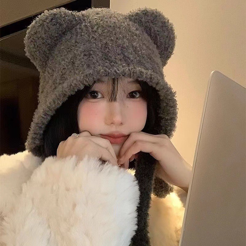 Winter Plush Bear Ear Wool Hat – Knit Beanie Hat Warm Bewertung und Preis