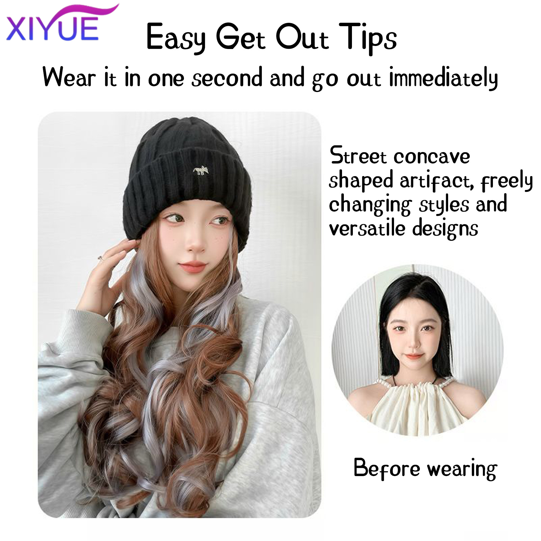XY Synthetic Hat Wig Beanies H – Knit Beanie Hat Warm Bewertung und Preis