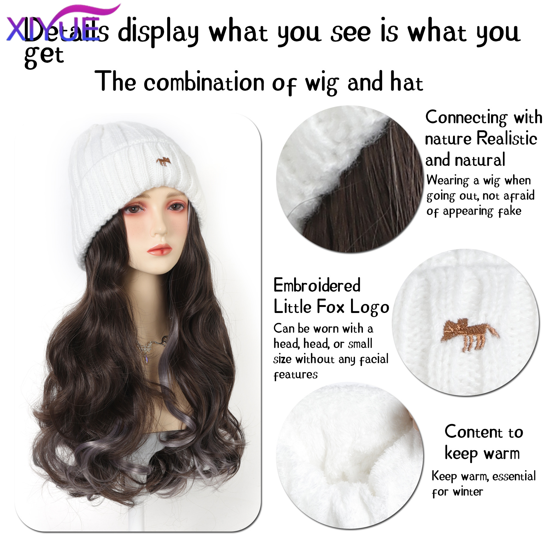 XY Synthetic Hat Wig Beanies H – Knit Beanie Hat Warm Bewertung und Preis