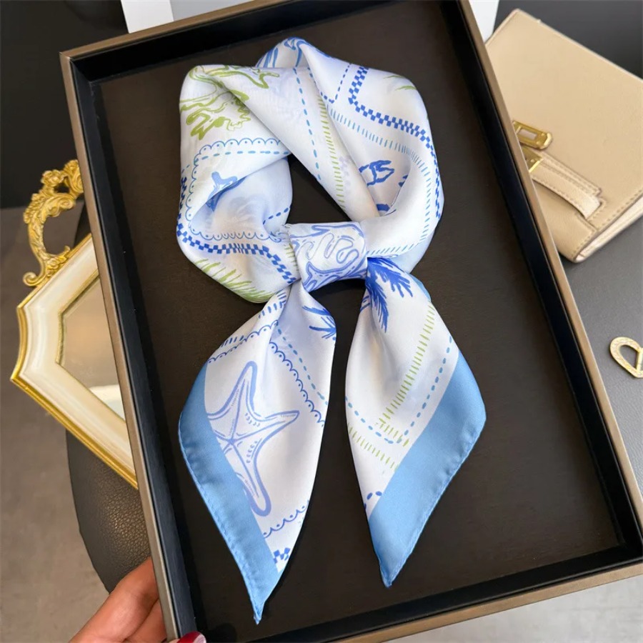 Blue Print Silk Square Scarf W – Shawl Wrap Winter Bewertung und Preis